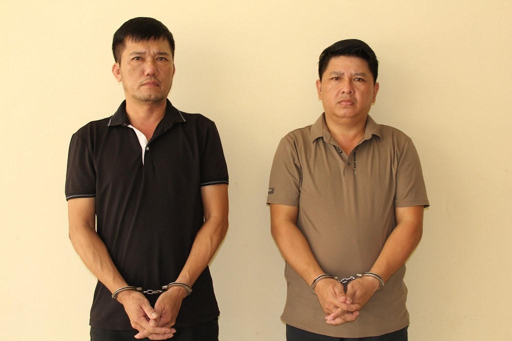 Hai đối tượng Ngọc và Thành tại cơ quan Công an.