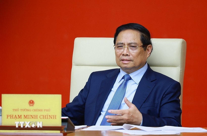 Thủ tướng Phạm Minh Chính chủ trì cuộc họp. (Ảnh: Dương Giang/TTXVN)