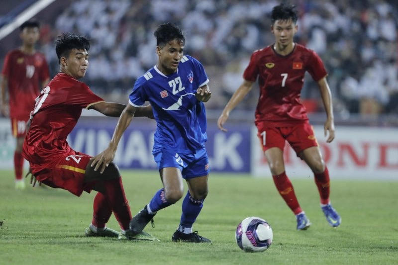 U17 Việt Nam thắng đậm U17 Nepal trong trận đấu tối qua. Ảnh: VFF.