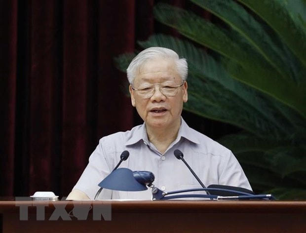 Tổng Bí thư Nguyễn Phú Trọng phát biểu chỉ đạo hội nghị. Ảnh: TTXVN.