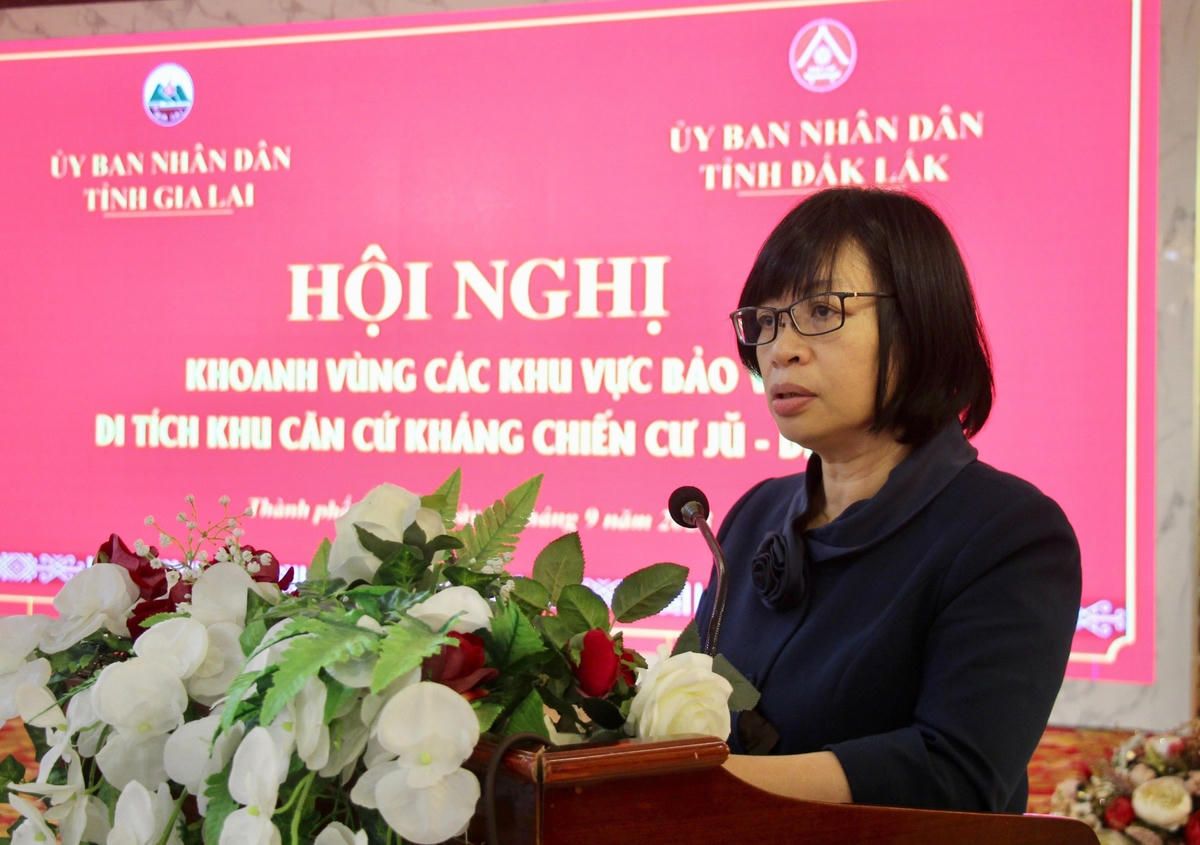 Bà Nguyễn Thị Thanh Lịch, Phó Chủ tịch UBND tỉnh Gia Lai phát biểu.