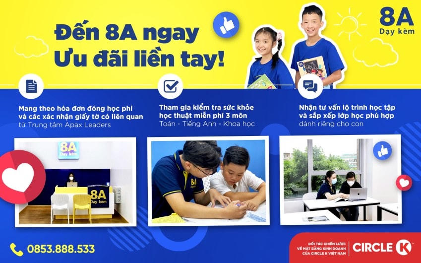Hệ thống trường song ngữ 8A Dạy Kèm hỗ trợ học viên Apax Leaders