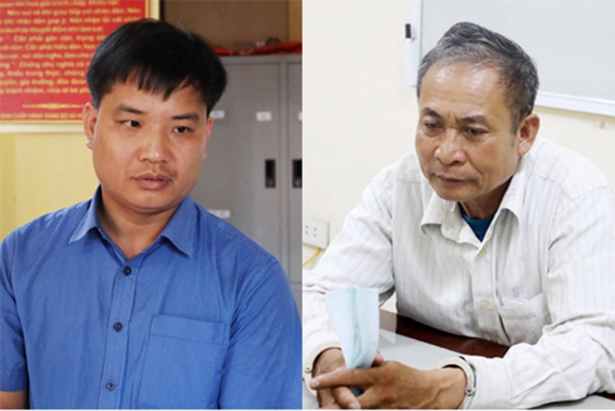 Bị can Nguyễn Kim Tuấn và Nguyễn Hữu Chiếu. Ảnh: Công an Hải Dương. 