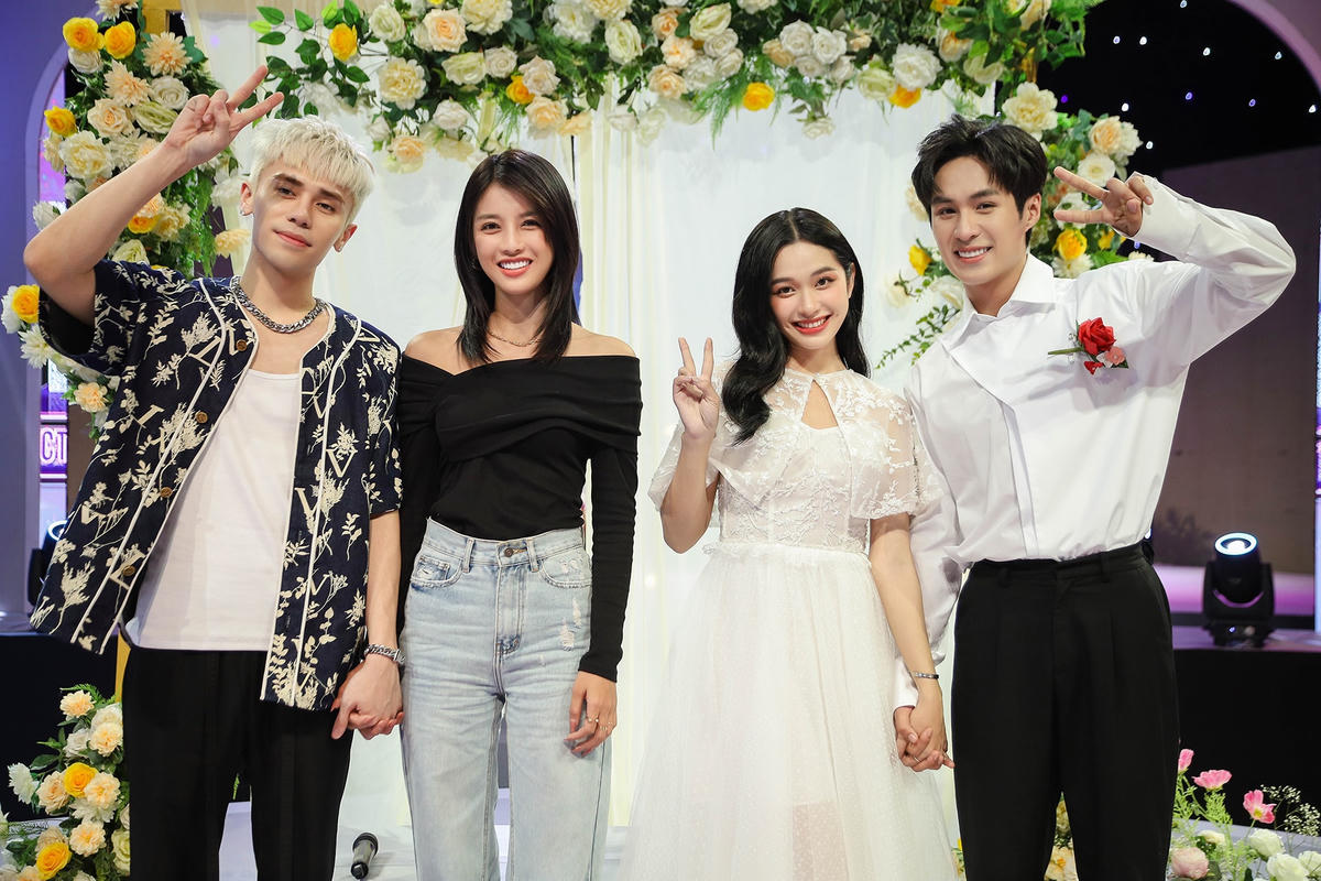 Cặp đôi Phương Đông - Mỹ Duyên cũng đến chúc mừng Otis và Thảo Trang. Ảnh: Perfect Universe.  