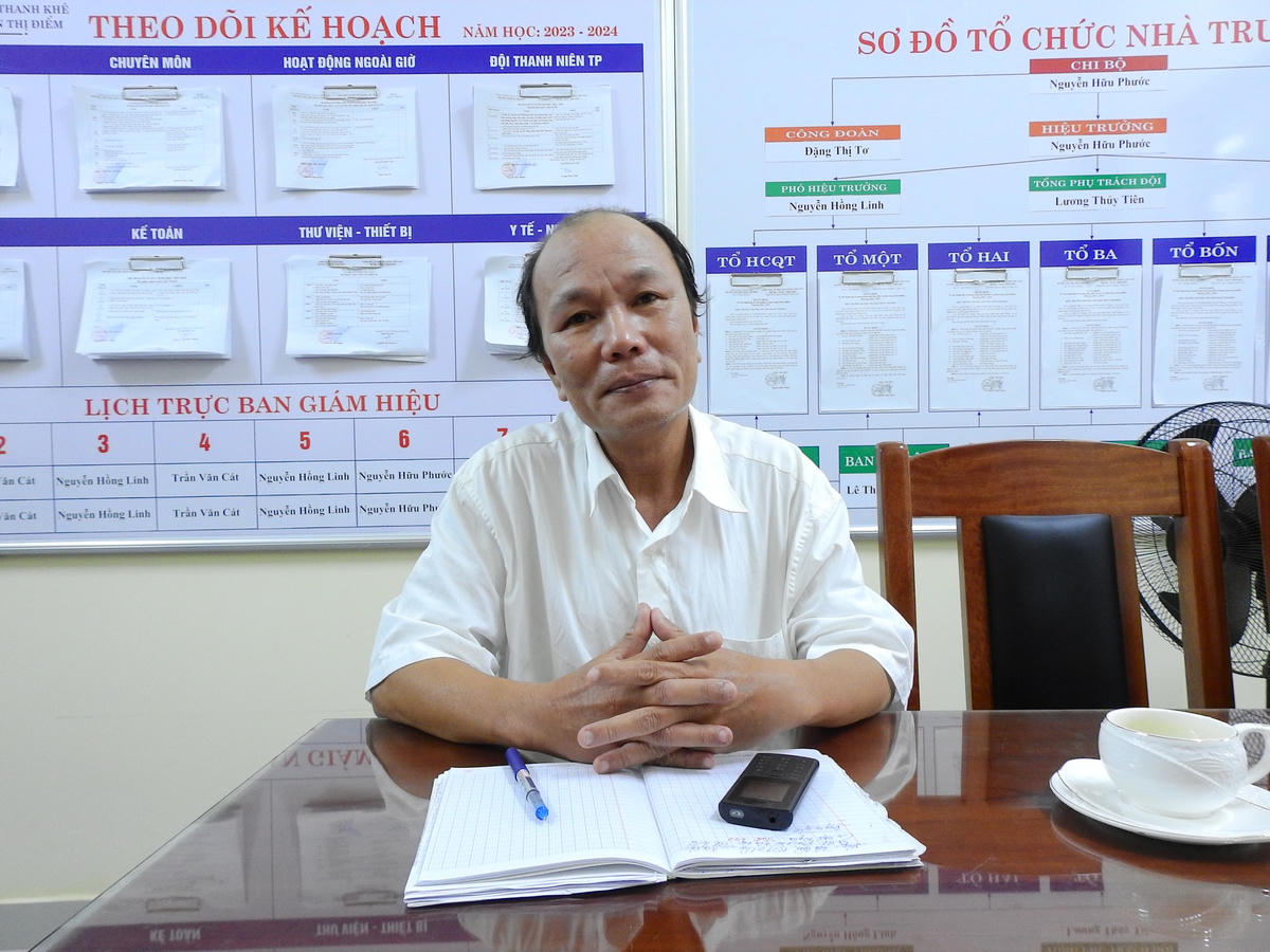 Ông Nguyễn Hứu Phước, Hiệu trưởng Trường tiểu học Đoàn Thị Điểm (Đà Nẵng). Ảnh: Thanh Tùng.