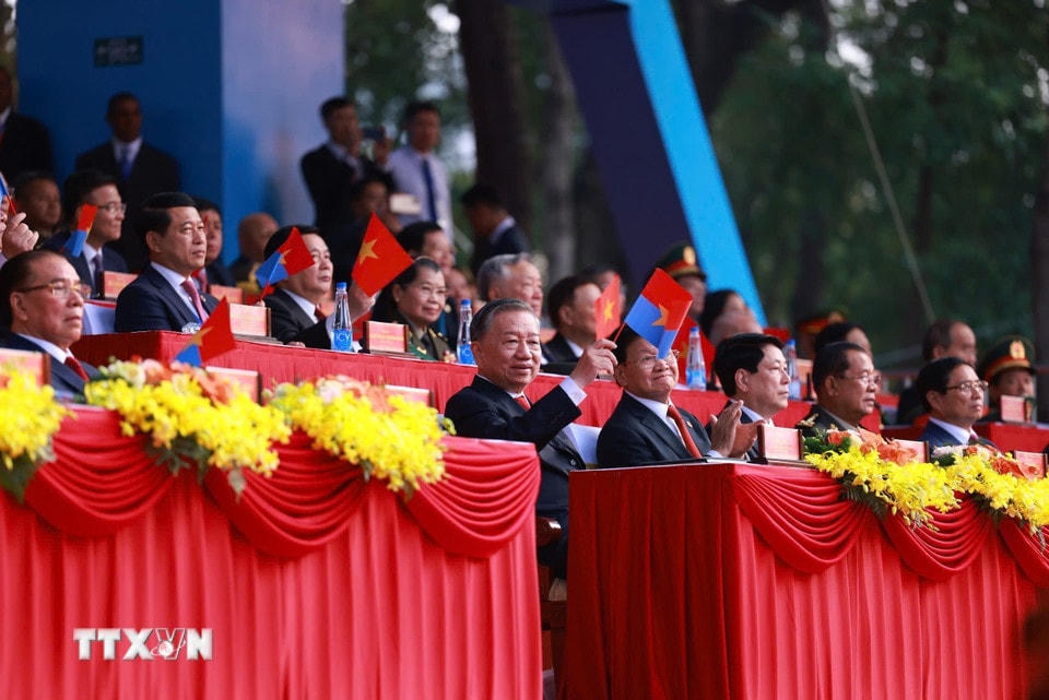 Tổng Bí thư Tô Lâm và các đại biểu dự buổi lễ. (Ảnh: TTXVN)