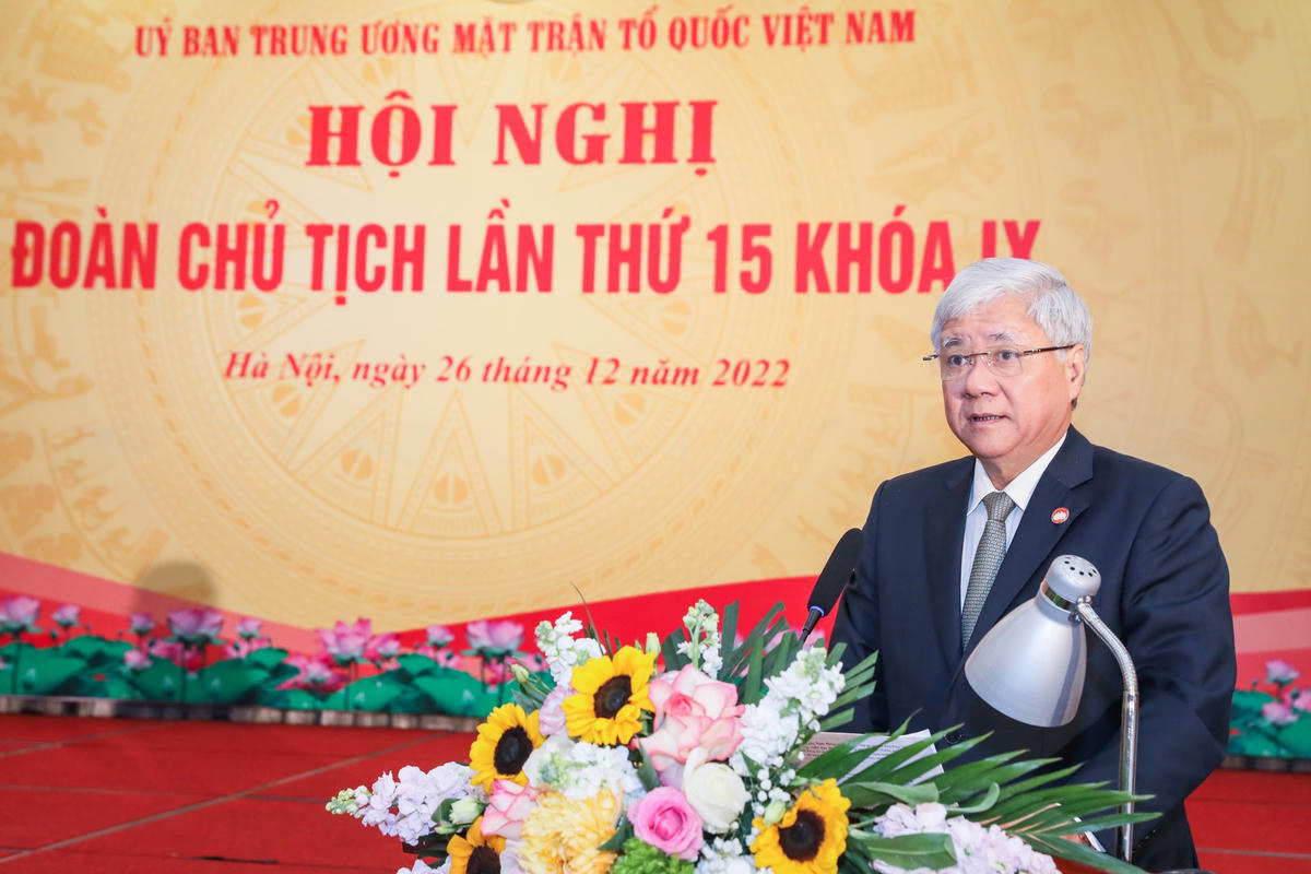 Bí thư Trung ương Đảng, Chủ tịch UBTƯ MTTQ Việt Nam Đỗ Văn Chiến phát biểu khai mạc Hội nghị.