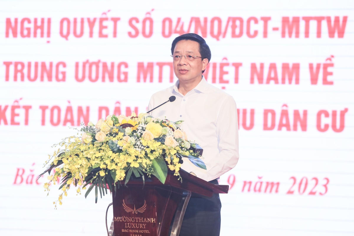 Ông Nguyễn Văn Hồi, Chủ tịch Ủy ban MTTQ tỉnh Quảng Ninh phát biểu tại Hội nghị. Ảnh: Quang Vinh.