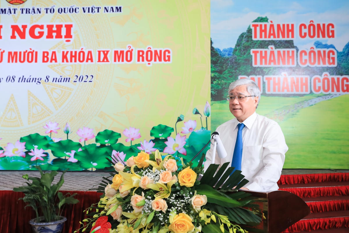 Bí thư Trung ương Đảng, Chủ tịch UBTƯ MTTQ Việt Nam Đỗ Văn Chiến phát biểu khai mạc Hội nghị. Ảnh: Quang Vinh.