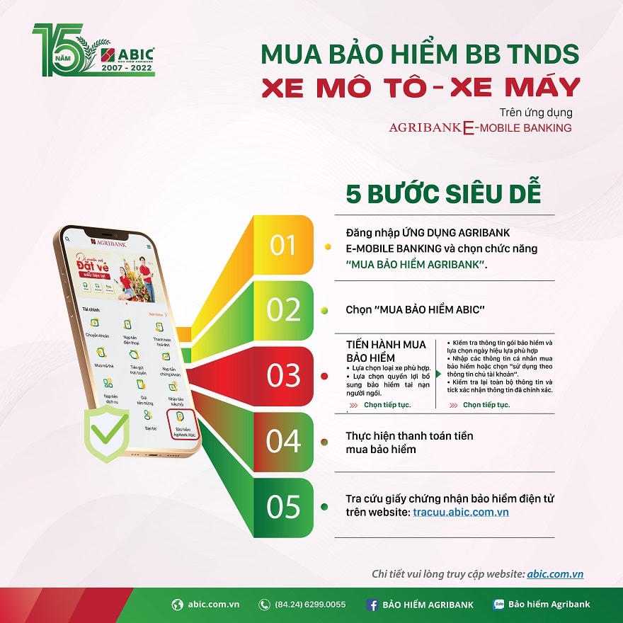Mua bảo hiểm TNDS bắt buộc mô tô - xe máy trực tuyến trên ứng dụng Agribank E-Mobile banking