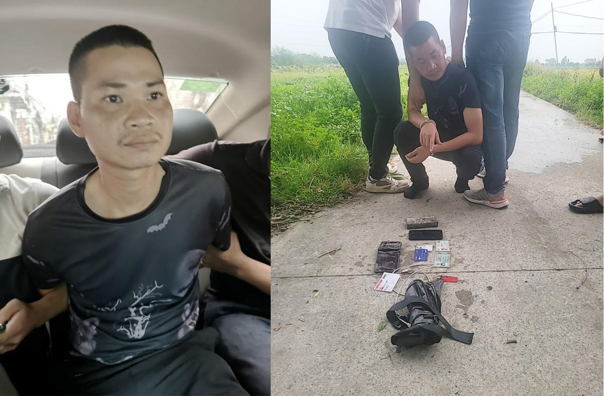 Đối tượng Lê Văn Công và tang vật vụ án.