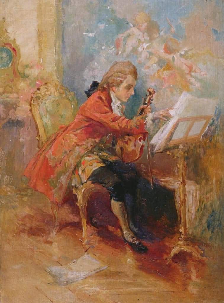 Mozart chơi đàn violon. Tranh của J. L. E. Meissonier.