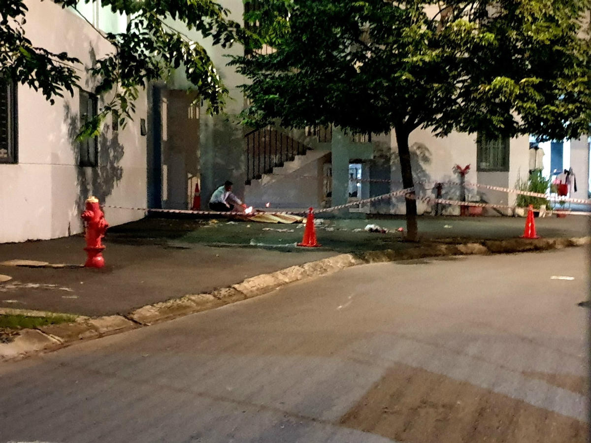 Hiện trường nơi nam thanh niên tử vong- Ảnh CA