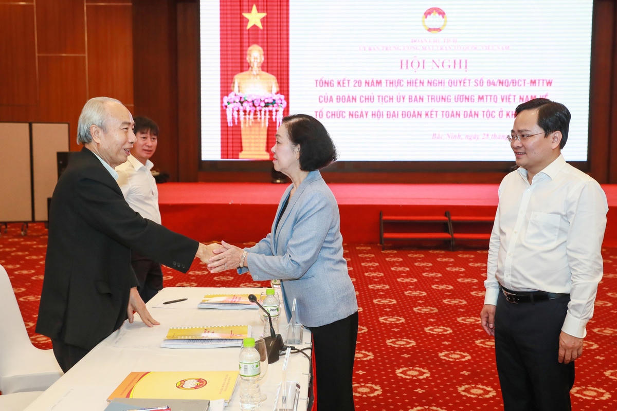 Ủy viên Bộ Chính trị, Thường trực Ban Bí thư, Trưởng Ban Tổ chức Trung ương Trương Thị Mai tham dự Hội nghị tổng kết 20 năm Ngày hội Đại đoàn kết toàn dân tộc. Ảnh: Quang Vinh.