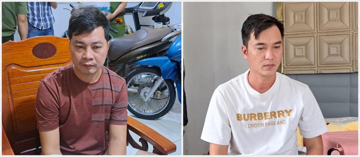 Hai đối tượng trong đường dây đánh bạc (ảnh: Hoài Xuyên)
