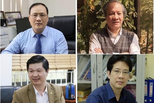 Giáo sư-Tiến sỹ Khoa học Nguyễn Đình Đức, Giáo sư-Tiến sỹ Phạm Hùng Việt, Phó Giáo sư-Tiến sỹ Lê Hoàng Sơn và Phó Giáo sư-Tiến sỹ Từ Bình Minh (từ trái qua, từ trên xuống). (Nguồn: Lao Động).