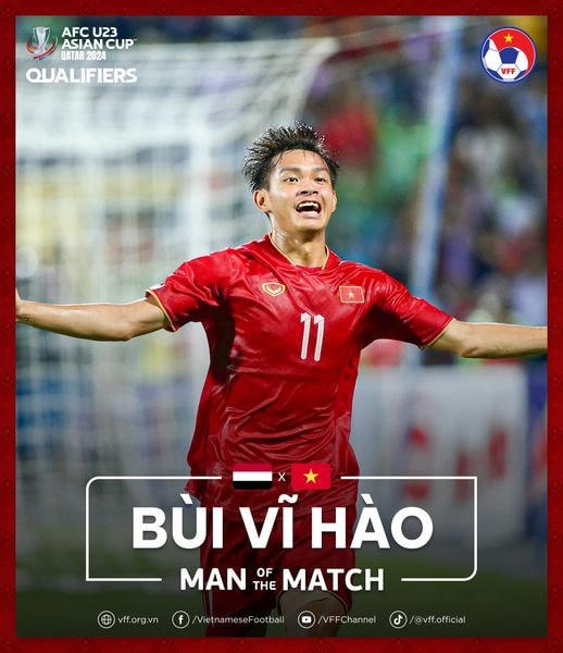Bàn thắng của Bùi Vĩ Hào ở phút 85 đã giúp U23 Việt Nam đánh bại U23 Yemen. Ảnh: VFF.