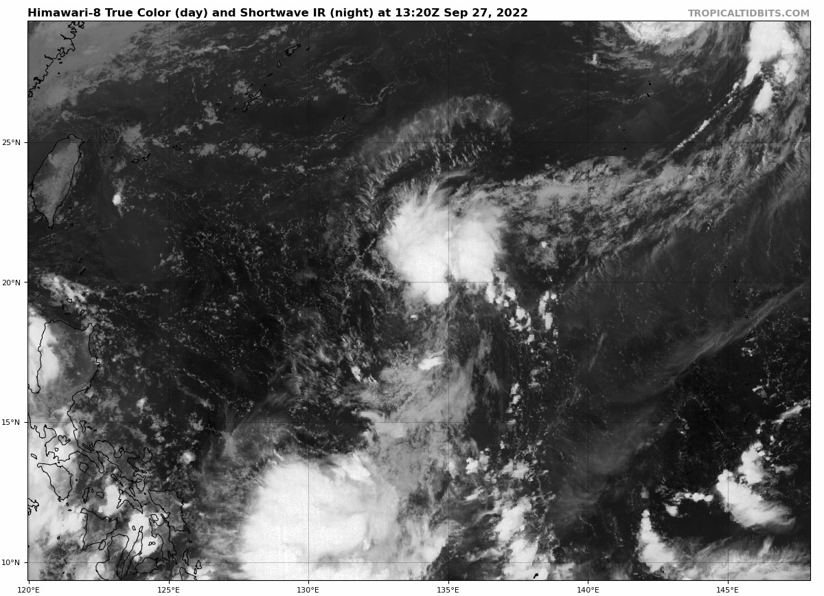 Ảnh chụp chuyển động của hải lưu tại vùng gần tâm bão (Ảnh: Tropicaltidbits).