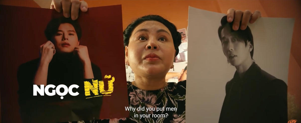 Tạo hình của Lê Giang trong phim chiếu Tết do Trấn Thành làm đạo diễn. Ảnh: CMH. 