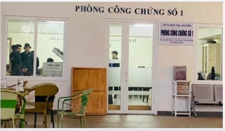 Phòng công chứng nơi bị can Liên từng làm việc.