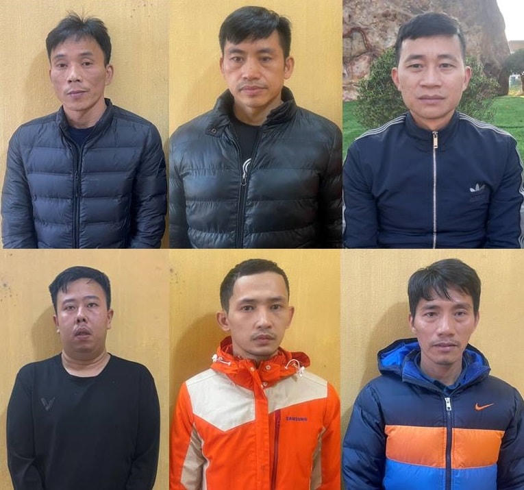 Các đối tượng trong đường dây cá độ bóng đá. Ảnh: Công an Bắc Giang.