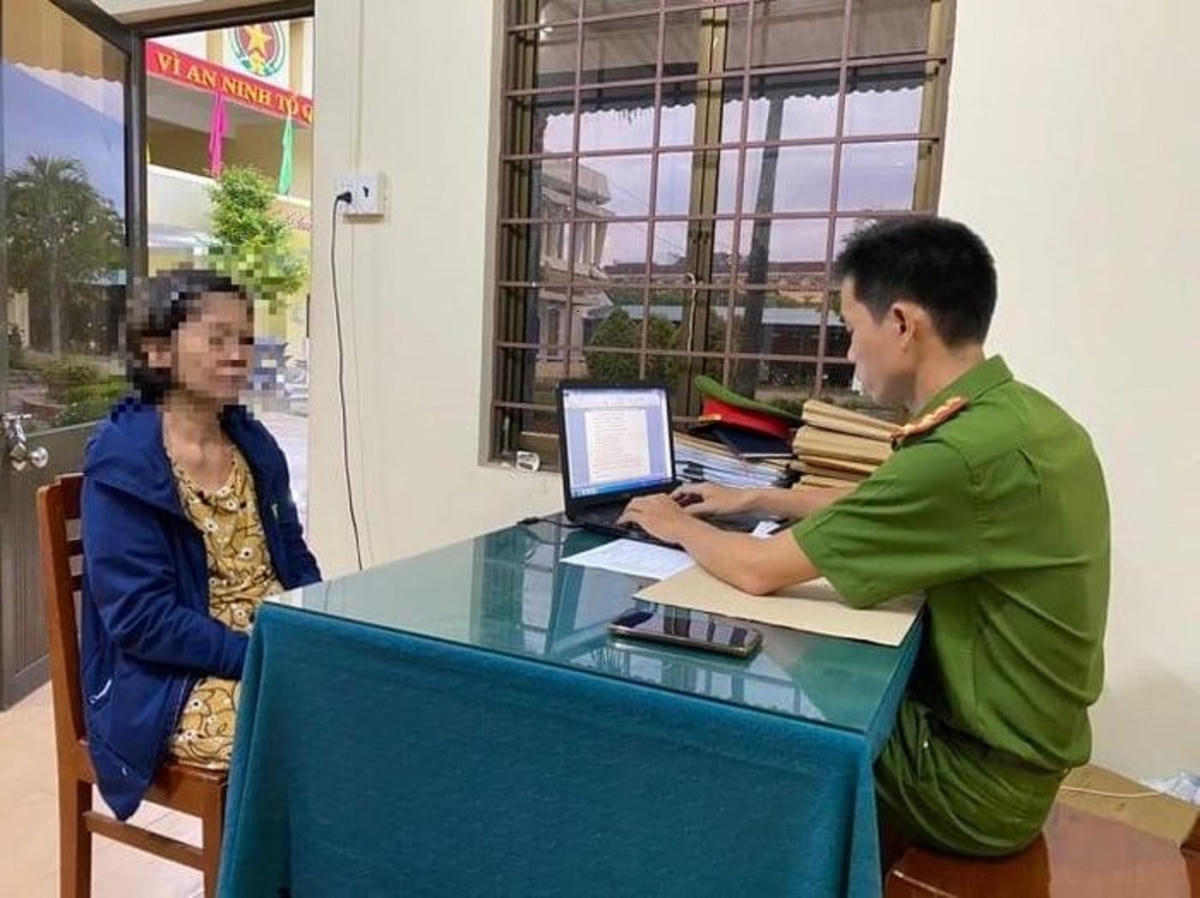 Đối tượng Nguyễn Thị Lựu tại cơ quan Công an. (Ảnh CTV)
