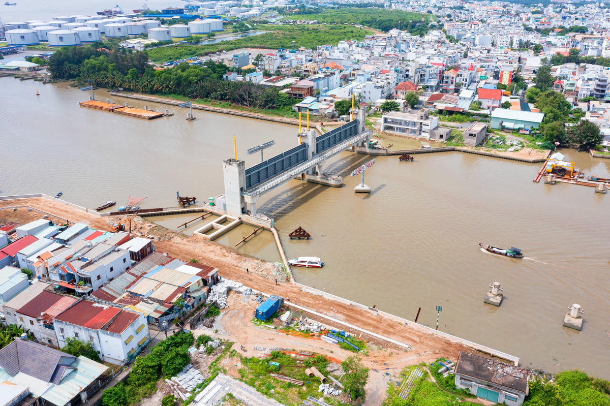 Cống Phú Xuân ở huyện Nhà Bè hoàn thành 90% khối lượng công việc.