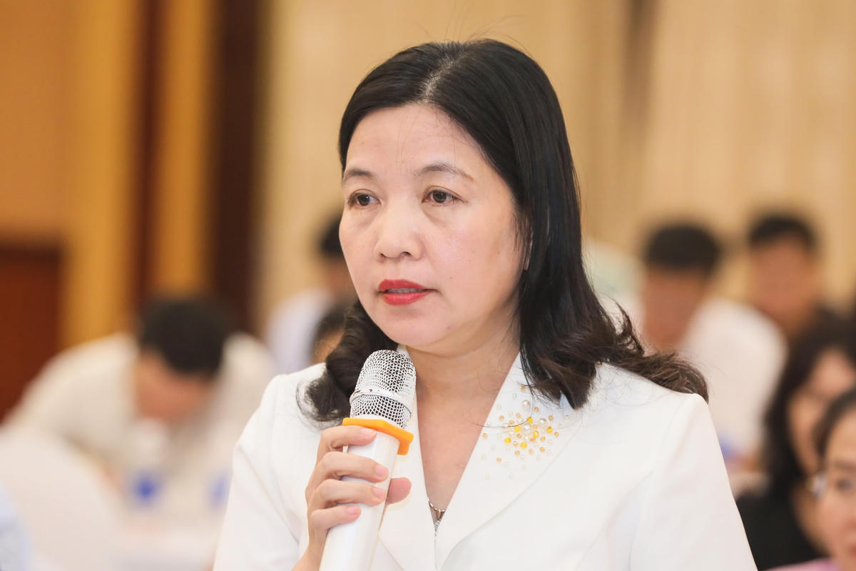 Bà Phạm Thị Thanh Thủy, Chủ tịch Ủy ban MTTQ tỉnh Thanh Hóa phát biểu. Ảnh: Quang Vinh.