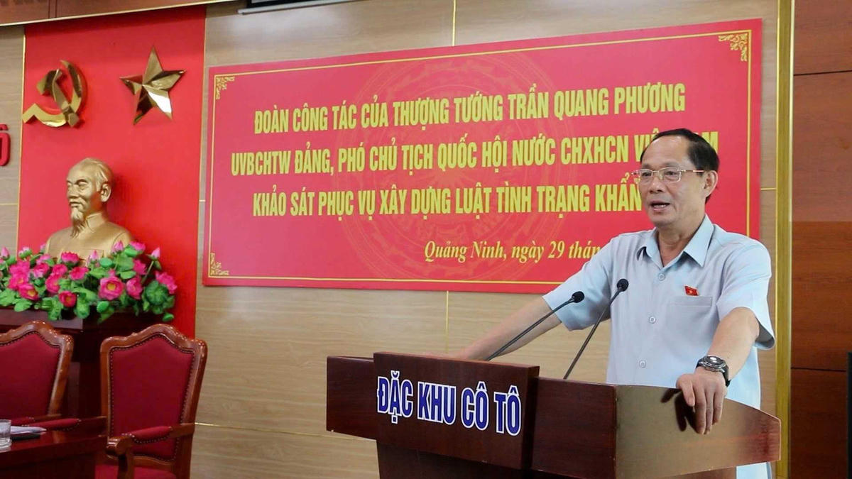 Thượng tướng Trần Quang Phương, Ủy viên Trung ương Đảng, Phó Chủ tịch Quốc hội phát biểu tại buổi làm việc: Ảnh: Hoàng Phương.