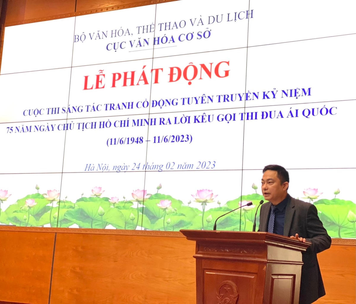 Ông Nguyễn Quốc Huy, Phó Cục trưởng Cục Văn hóa cơ sở phát biểu tại buổi lễ. 
