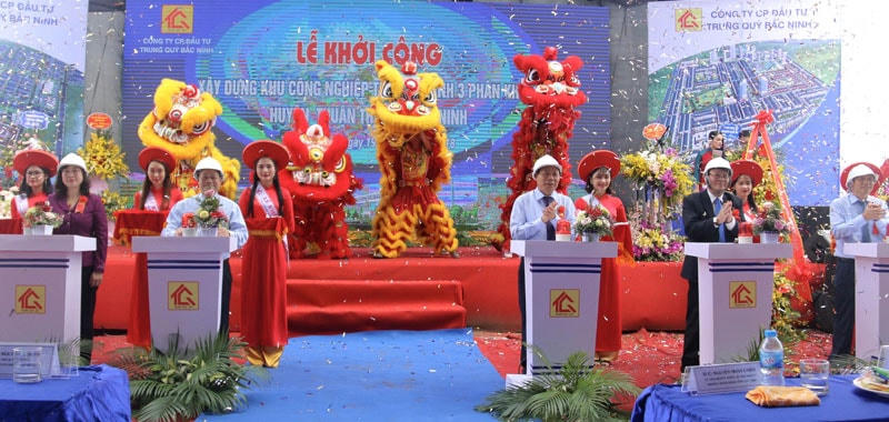 Lễ khởi công KCN Thuận Thành 3, phân khu B vào tháng 9/2018. Ảnh: Báo Bắc Ninh.