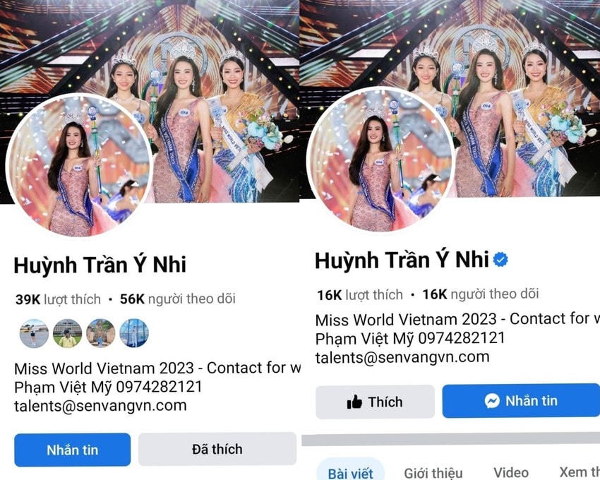 Lượt theo dõi trên trang facebook của Hoa hậu Ý Nhi cũng giảm lượt theo dõi. 