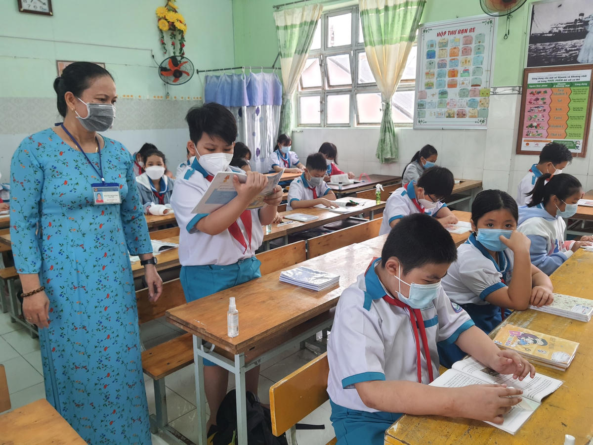 Giờ học tại trường Tiểu học Kim Đồng TP Bạc Liêu.