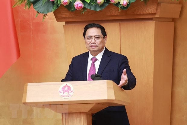 Thủ tướng Phạm Minh Chính phát biểu. (Ảnh: Dương Giang/TTXVN).