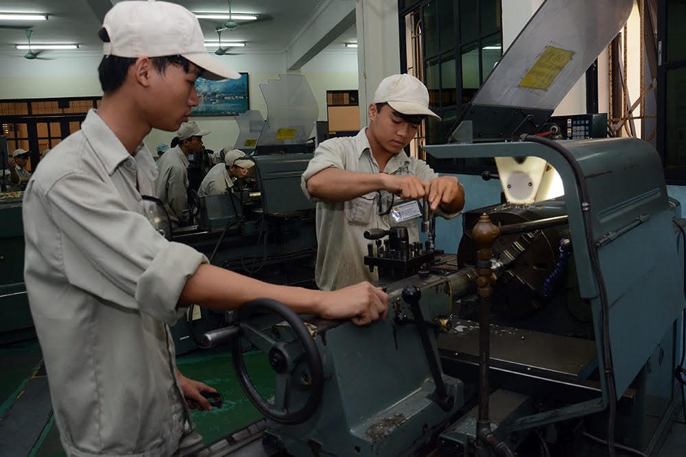 Trường nghề là một lựa chọn cho các em học sinh sau khi tốt nghiệp THPT. Ảnh:Quang Vinh.