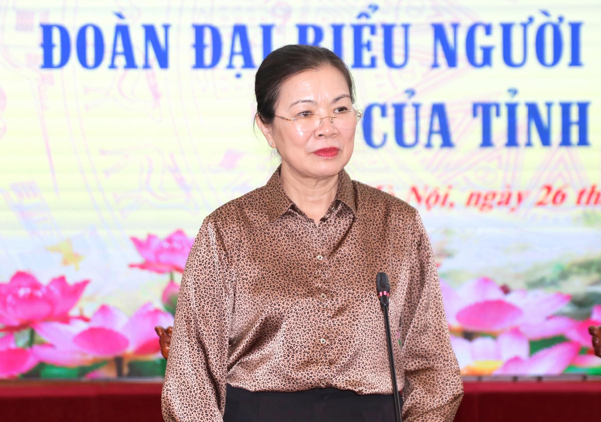 Phó Chủ tịch UBTƯ MTTQ Việt Nam Trương Thị Ngọc Ánh phát biểu tại buổi gặp mặt. Ảnh: Trung Quân.