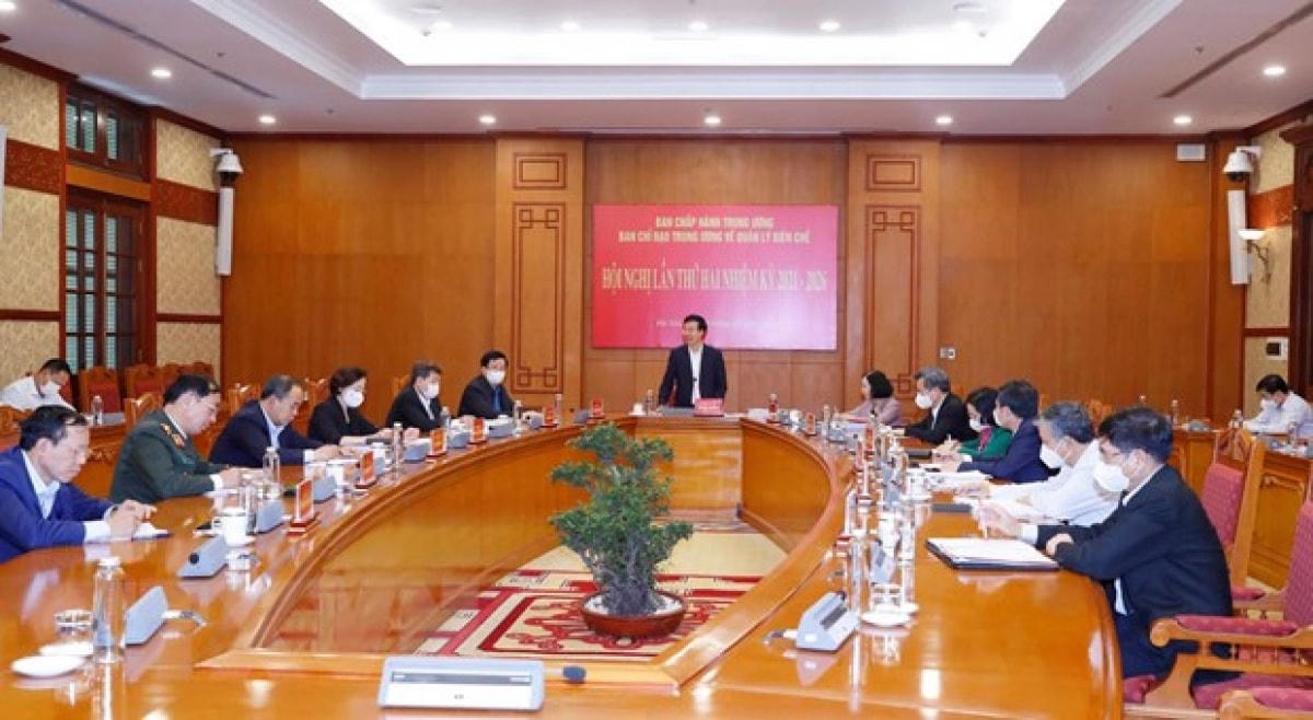 Ông Võ Văn Thưởng, Ủy viên Bộ Chính trị, Thường trực Ban Bí thư, chủ trì Hội nghị lần thứ hai Ban Chỉ đạo Trung ương về quản lý biên chế, ngày 16/3/2022. (Ảnh tư liệu: TTXVN).