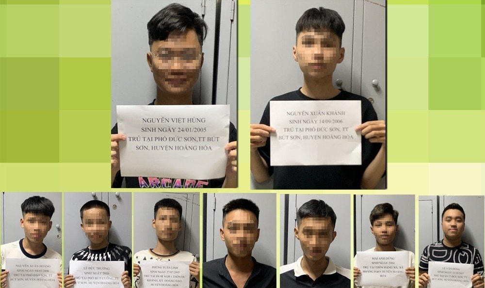 9 thanh, thiếu niên tham gia ném chai bia, xin đểu tiền của người đi đường.