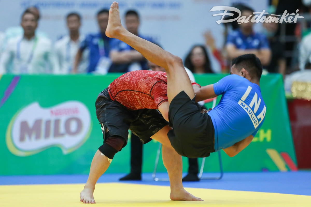 Một pha quật ngã đối thủ của Đào Hồng Sơn.