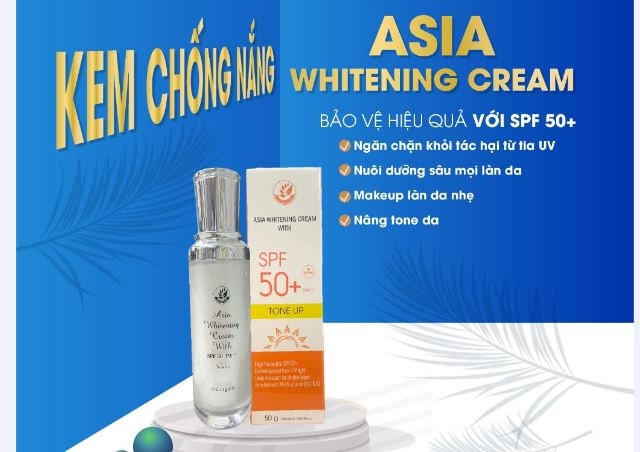 Sản phẩm Asia Whiterning cream With SPF 50+PA+++, hộp 1 tuýp 50g bị thu hồi. Ảnh minh hoạ.