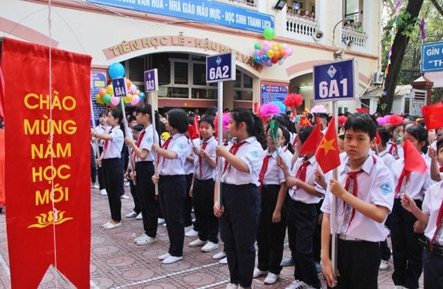  Lễ khai giảng năm học mới tại trường THCS Âu Cơ, TP Nha Trang năm 2019. 