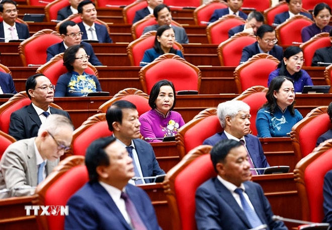 Đại biểu dự bế mạc Hội nghị. (Ảnh: Doãn Tấn/TTXVN) ttxvn-be-mac-hoi-nghi-lan-thu-11-ban-chap-hanh-trung-uong-dang-khoa-xiii5jpg.jpg