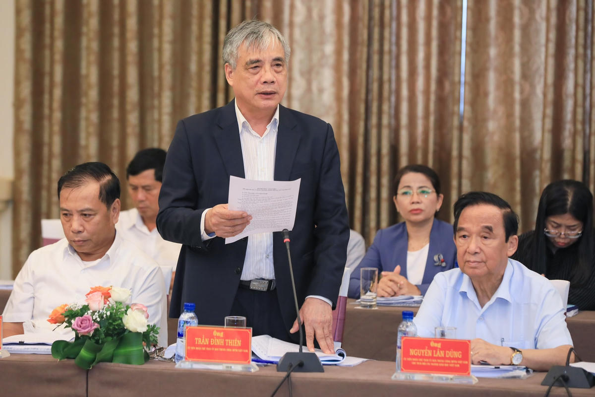 Ông Trần Đình Thiên, nguyên Viện trưởng Viện Kinh tế Việt Nam phát biểu tại Hội nghị. Ảnh: Quang Vinh.