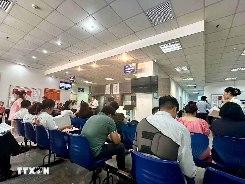 Một phiên đấu giá đất tại Hoài Đức. (Ảnh: TTXVN phát)