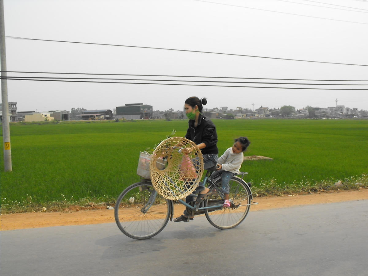 Theo mẹ đi chợ.