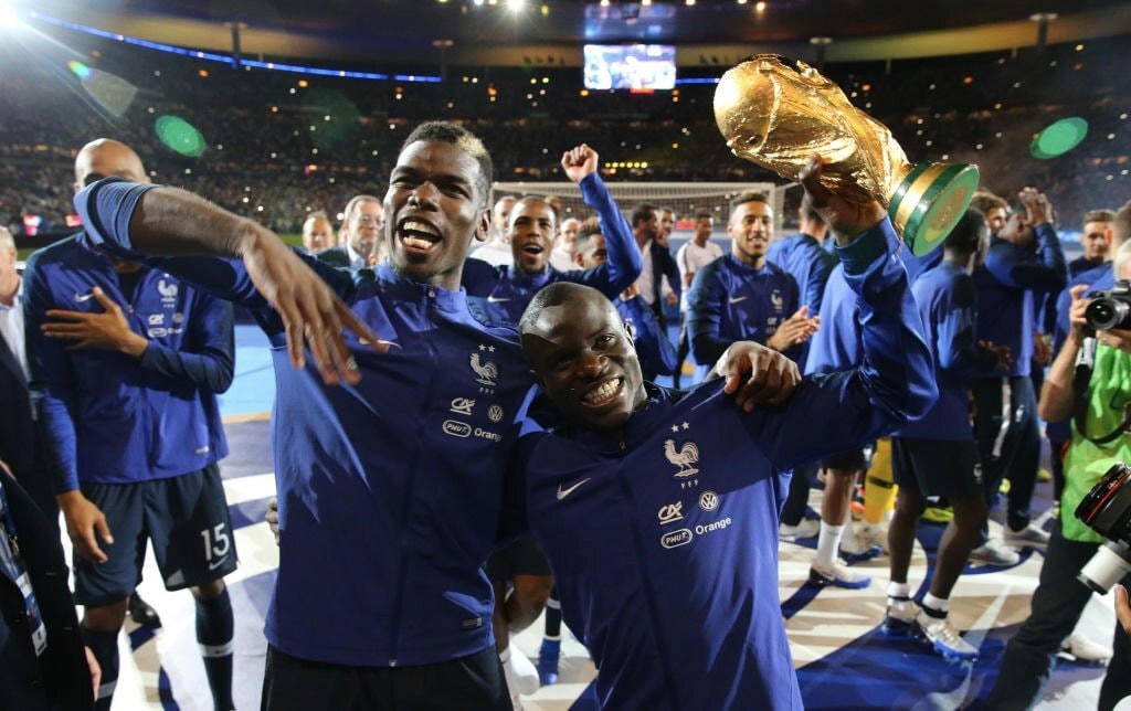Pogba và Kante là "linh hồn" cũng như "động cơ" của tuyển Pháp tại World Cup 2018. Ảnh: Getty.