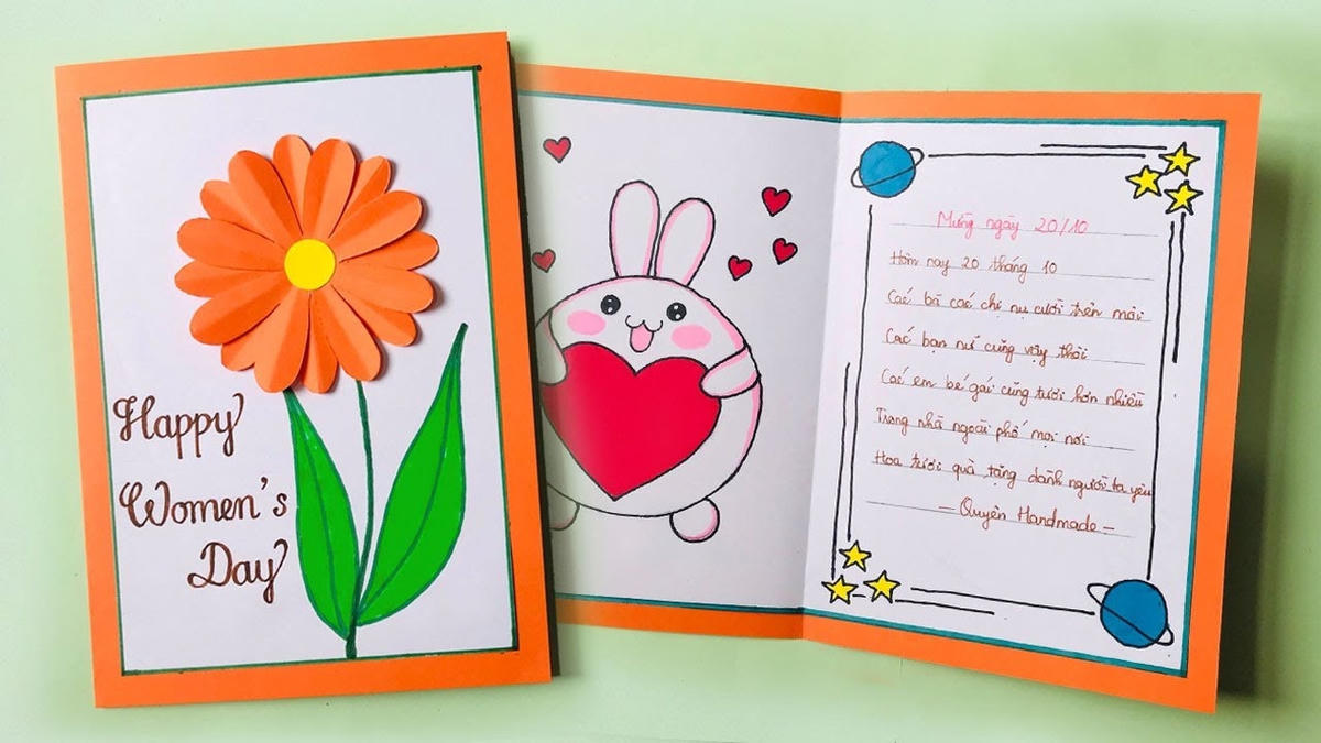 Những mẫu thiệp 20-10 handmade đẹp, sinh động