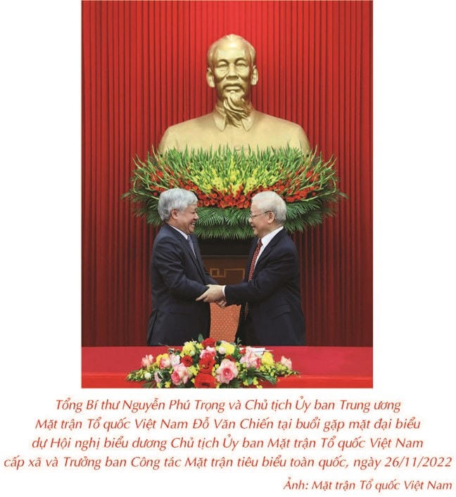 Giương cao ngọn cờ đại đoàn kết toàn dân tộc, phát huy truyền thống yêu nước, vai trò nòng cốt chính trị của Mặt trận Tổ quốc Việt Nam, quyết tâm xây dựng đất nước ta ngày càng giàu mạnh, phồn vinh, văn minh, hạnh phúc