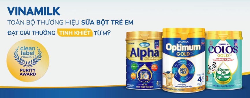 &nbsp;Tất cả thương hiệu sữa bột trẻ em của Vinamilk đều được công nhận đạt giải Purity Award về sự an toàn, tinh khiết