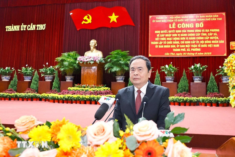 Chủ tịch Quốc hội Trần Thanh Mẫn phát biểu chỉ đạo. (Ảnh: Doãn Tấn/TTXVN)